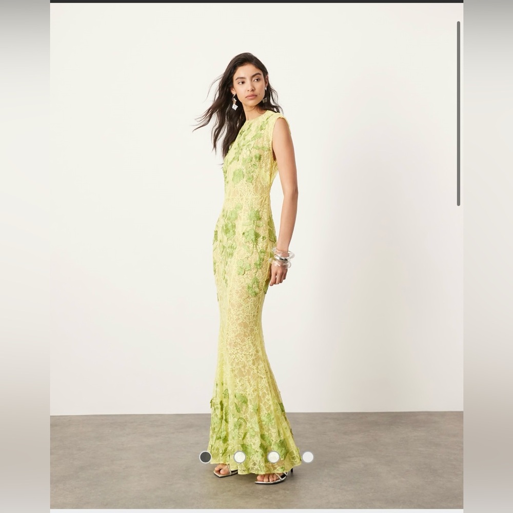 BRAND NEW Floral Lace Maxi Dress in Yellow and Green